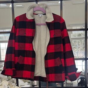 LL Bean Signature classic buffalo plaid Sherpa Jacket